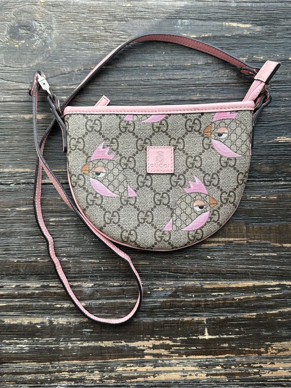 GUCCI Childrens Papagallo Shoulder Bag GG Supreme Leather Mini Crossbody bag